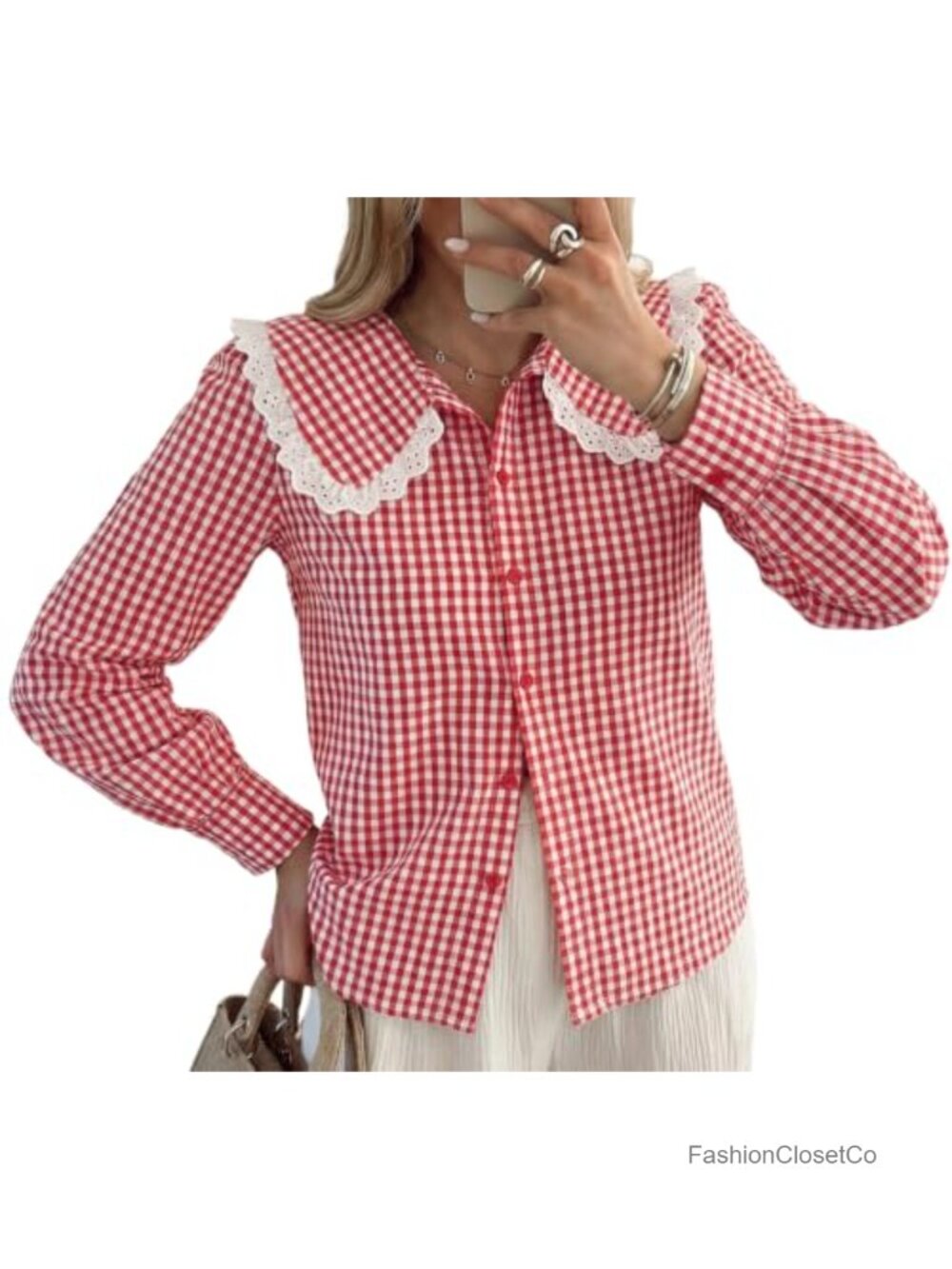 Women's Cotton Checkered Long Sleeve Button Down Shirt | Casual Work Blouse